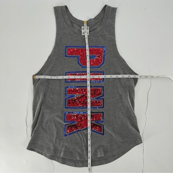 PINK Victoria's Secret Sequin Bling Grey Red and Blue Muscle Tank Size Medium - Picture 7 of 7